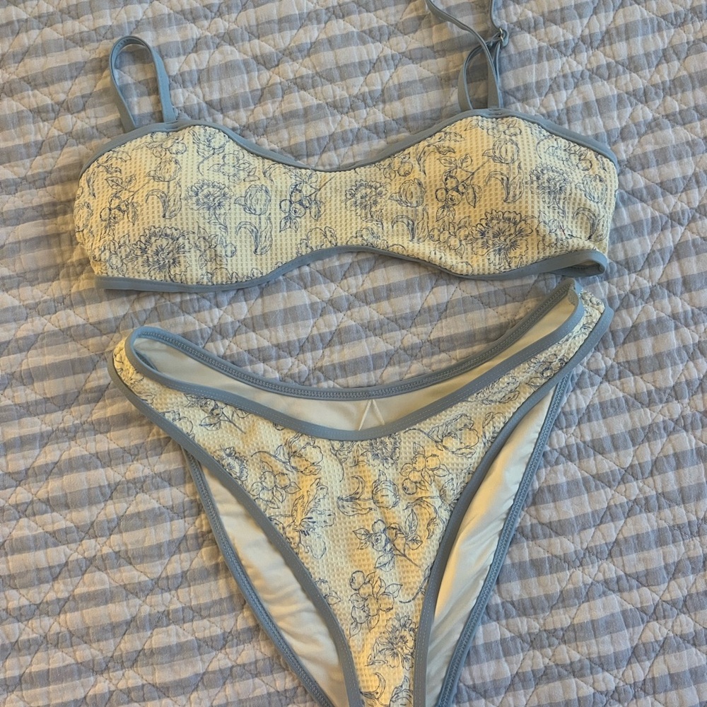 Dippin' Daisy's Cream and Blue Floral Bikini
